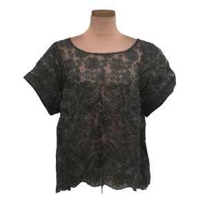 Anthropologie Green Dolman Sleeve Blouse Relaxed Fit